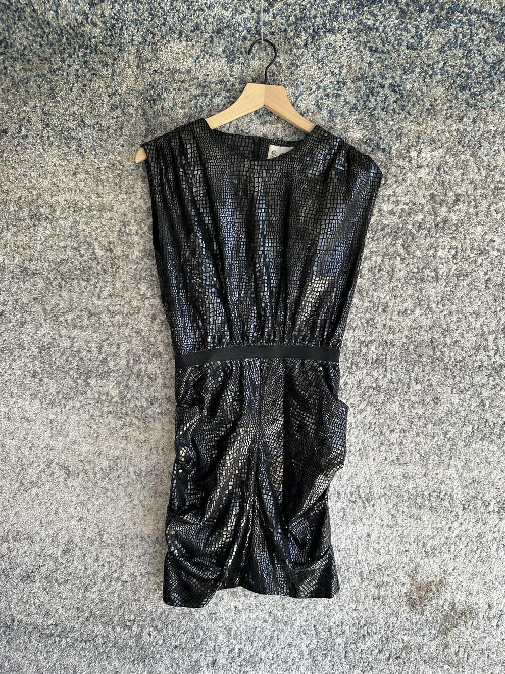 ECI Dress Womens 2 Black Metallic Animal Print Sheath Mini Cocktail Party